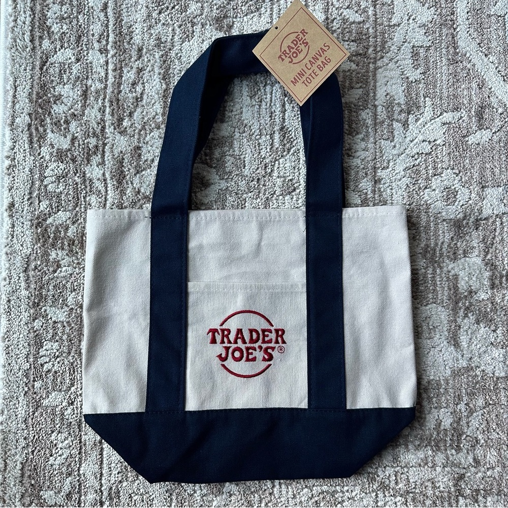Mini BLUE Trader Joes tote bag